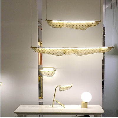 الشمبانيا الذهب شبكة معدنية LED قلادة الخفيفة الحديثة للمنزل