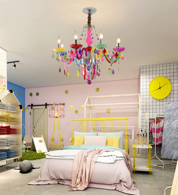 غرفة نوم الأطفال ثريا زجاجية كريستال ثريا ملونة تحلم معكرون جميل