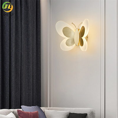 مصباح جداري حديث LED على شكل فراشة جميع مادة جل السيليكا النحاسية لون نحاسي