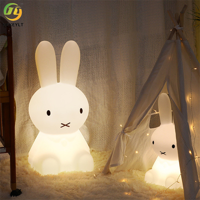 RGB عكس الضوء جهاز التحكم عن بعد PE مادة مصباح أرنب أبيض لغرفة النوم