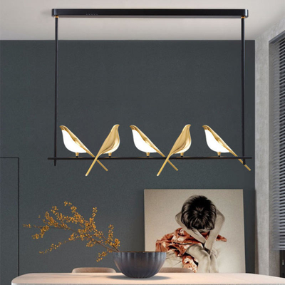 LED الإبداعية الحديثة قلادة ضوء غرفة الطعام ديكور ثريا الطيور
