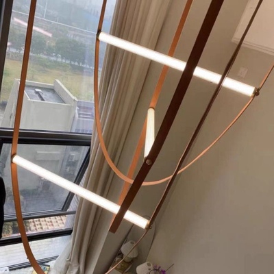 ثريا حديثة LED جلدية مصنوعة يدويًا لغرفة المعيشة
