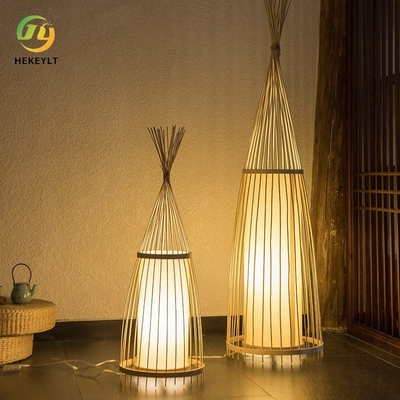 مصابيح أرضية مصنوعة يدويًا من الخيزران المنسوج لأضواء أرضية لغرفة المعيشة وغرفة النوم