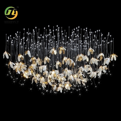 الحديثة مخصص زهرة LED الثريا ضوء ديكور مشروع درج فيلا الزفاف