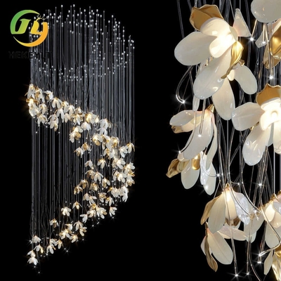 الحديثة مخصص زهرة LED الثريا ضوء ديكور مشروع درج فيلا الزفاف