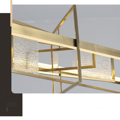 طلاء الأجهزة الذهبي تان LED + مصباح قلادة حديث معدني هندسي من الأكريليك