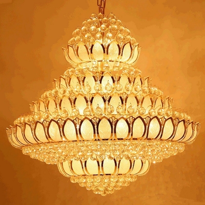 Golden Glass E14 Led Crystal Pendant Light 2700k Crystal Ceiling Lights